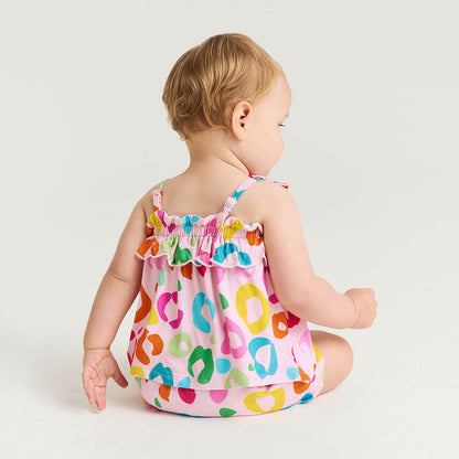 Posh Peanut Bow Strap Ruffle Top & Bloomer Set - Luella (Final Sale)