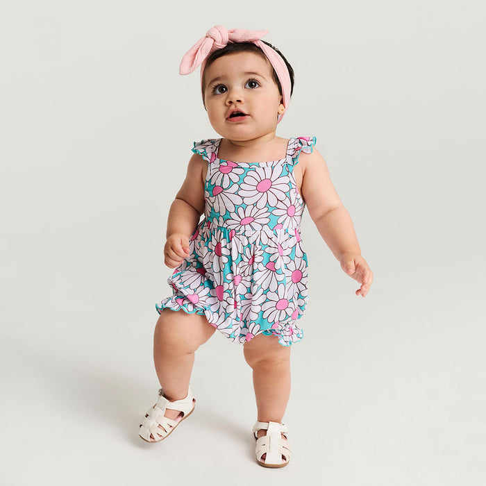 Posh Peanut Ruffled Cami Bubble Romper - Retro Daisy (Final Sale)