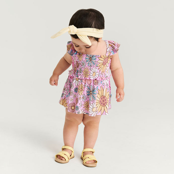 Posh Peanut Smocked Babydoll Bummie Set - Presley Pink (Final Sale)