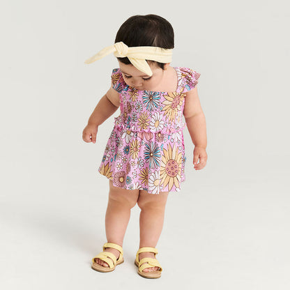 Posh Peanut Smocked Babydoll Bummie Set - Presley Pink (Final Sale)