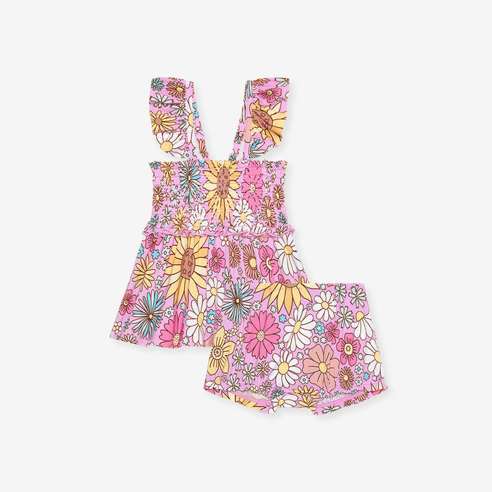 Posh Peanut Smocked Babydoll Bummie Set - Presley Pink (Final Sale)