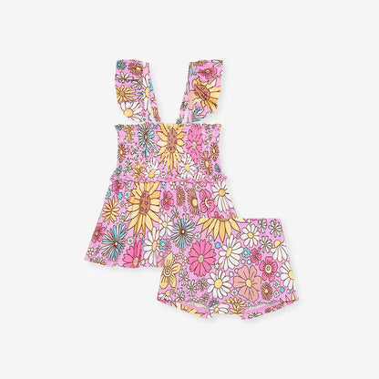 Posh Peanut Smocked Babydoll Bummie Set - Presley Pink (Final Sale)