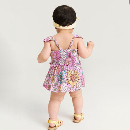 Posh Peanut Smocked Babydoll Bummie Set - Presley Pink (Final Sale)