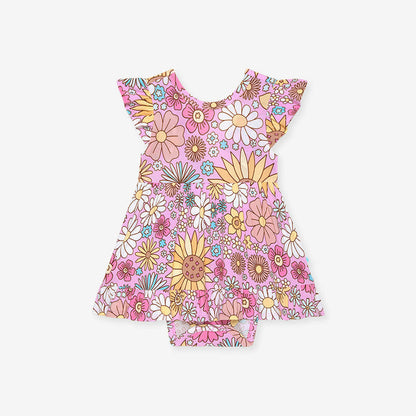 Posh Peanut Tie Back Ruffled Bodysuit Dress - Presley Pink (Final Sale)