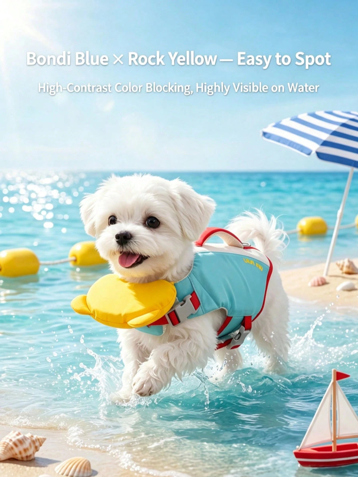 Premium Pet Life Jacket, High Buoyancy Design With Rescue Handle, Random Cute Color, Buy 1 Vest Get 1 Same Size UV Protection Sun Shirt, Lightweight Breathable Fabric, Suitable For Pool, Beach And Dai