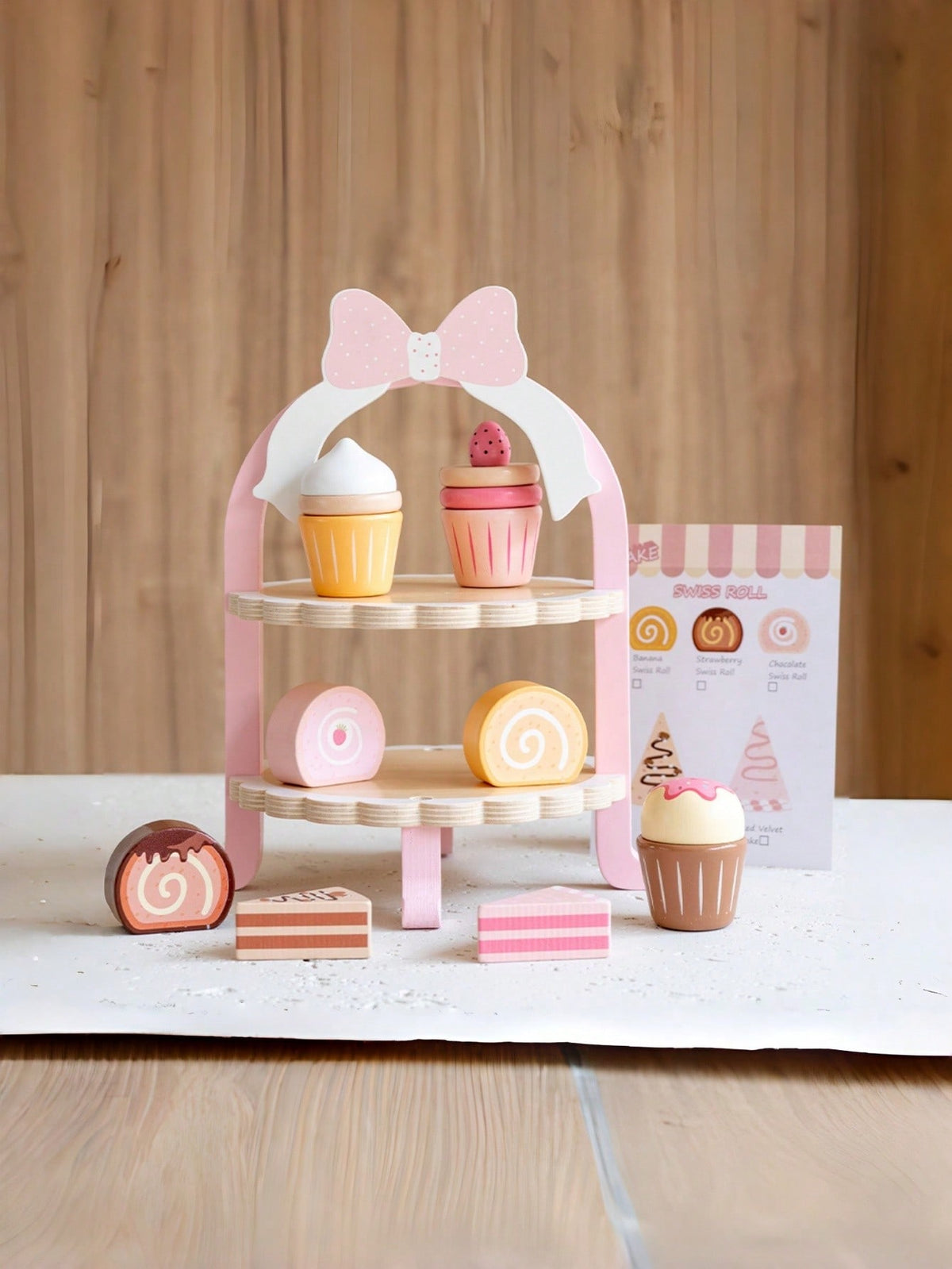 Princess Wooden Tea Party Set- Cute Cake & Sweets Pretend Play Toy For Kids- Educational Kitchen Roleplay Game For Girls Ages 3 4 5- Ideal Birthday Gift For Toddlers