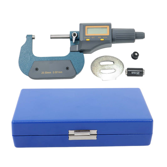 Professional Grade 1-2 Digital Micrometer 0.00005 Resolution Carbide 25-50mm Dual Unit Switch For Machinists