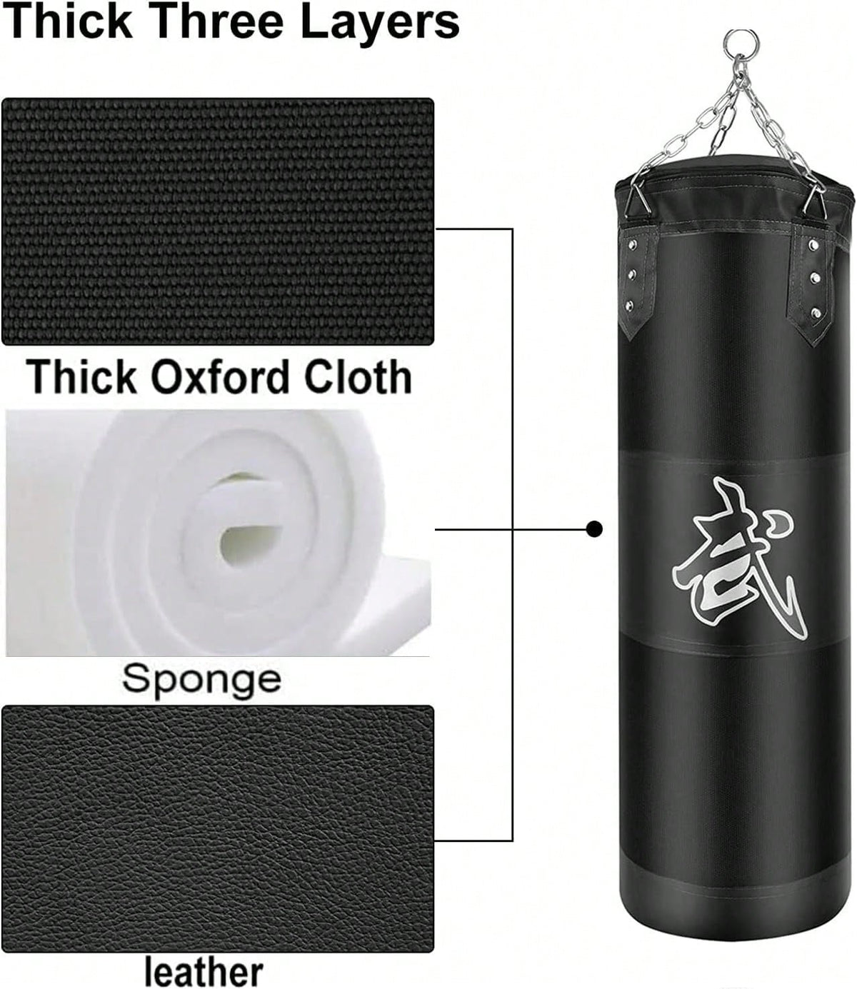 Punching Bag For Adults Unfilled Heavy Punching Bag, Boxing Bag Set With Punching Gloves, Wraps, Chain, Ceiling Hook For MMA Kickboxing Boxing Karate Muay Thai Taekwondo