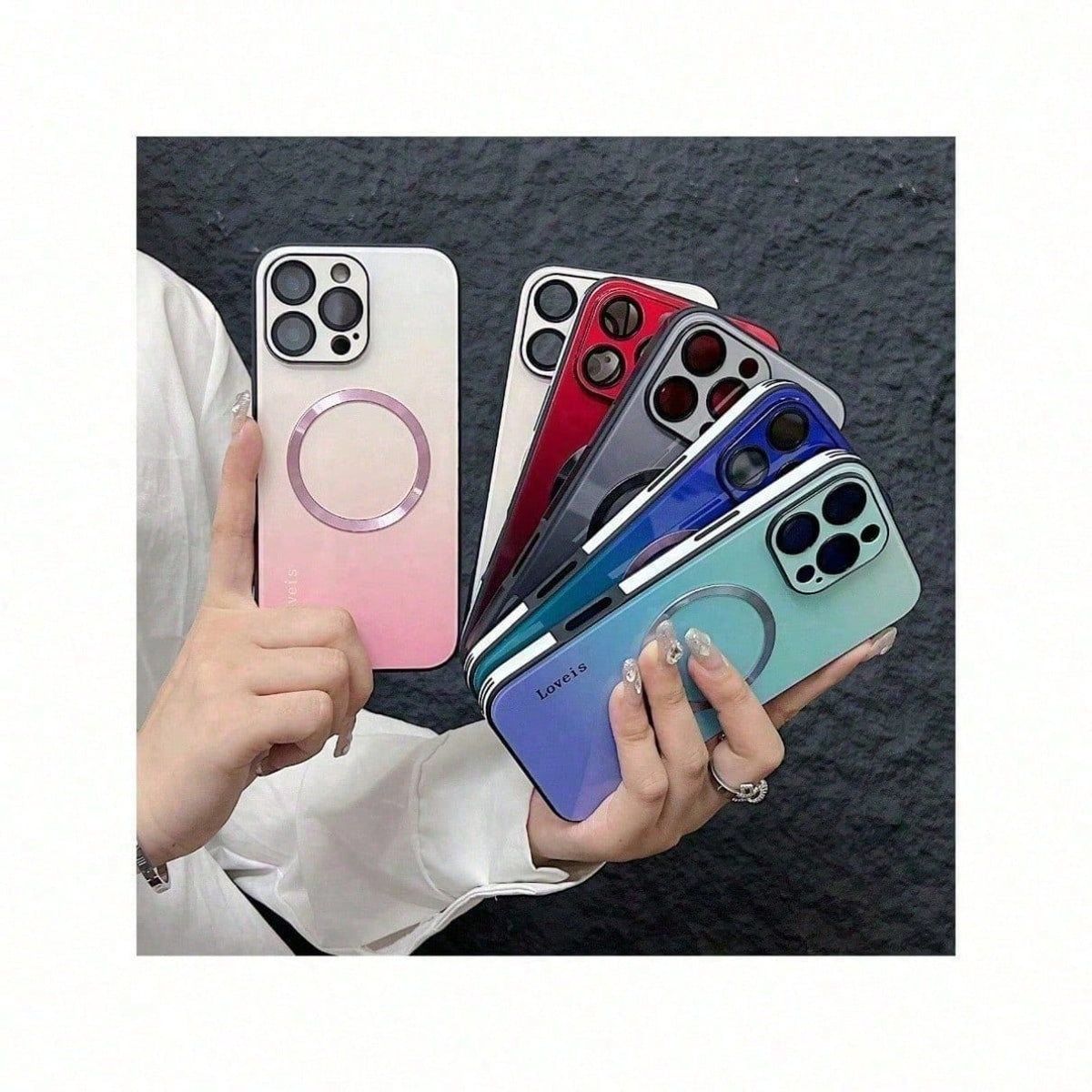 Purple+Blue Gradient Magnetic Phone Case Compatible With IPhone 16/15/14/13/12 Pro Max Camera Protection With Wireless Charging Shockproof Protection Back Cover