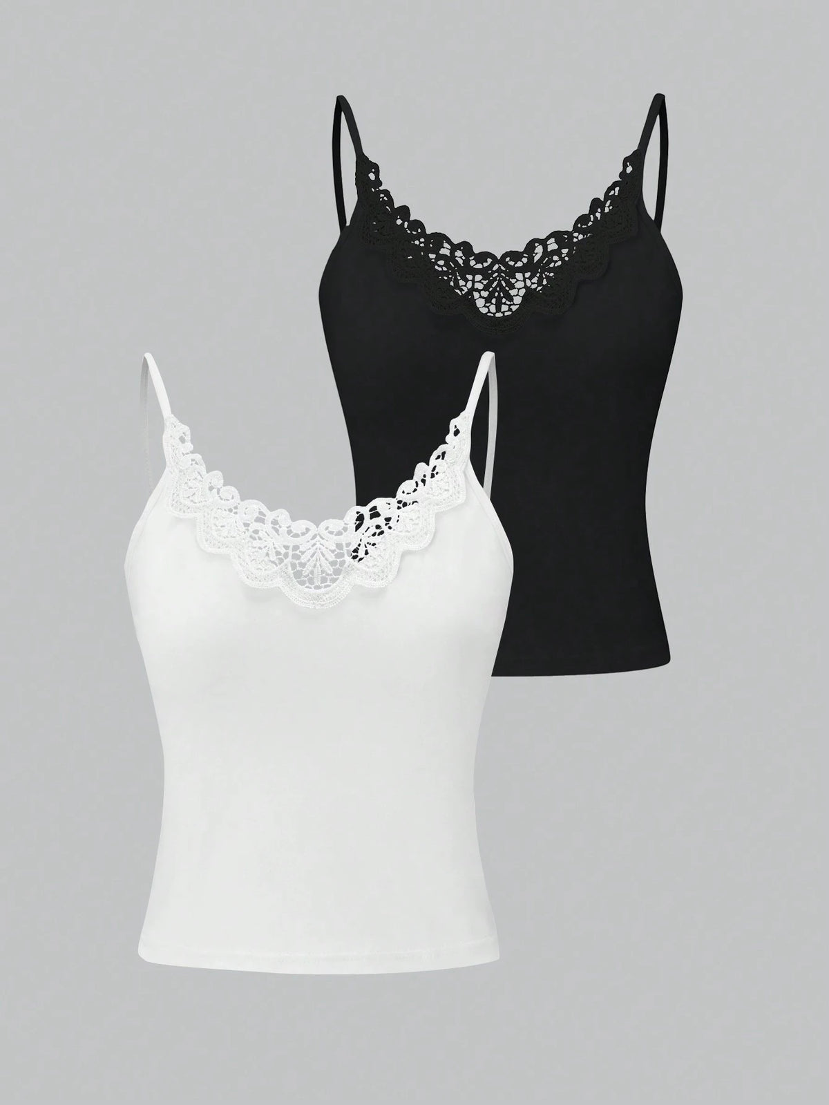 Qadelle Women's Spliced Lace Camisole Tank Top