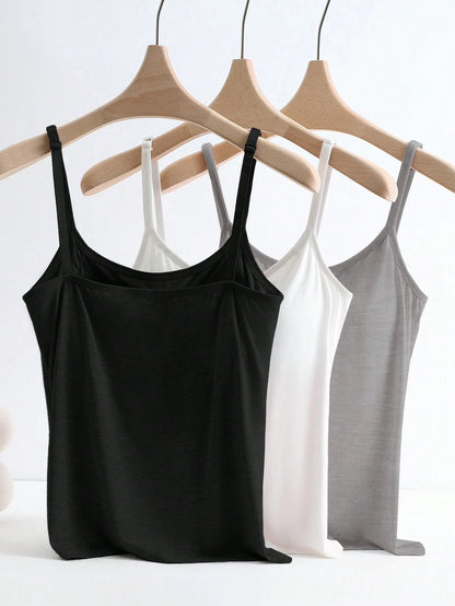 Qadelle Women's Summer Solid Color Padded Casual Cami Top