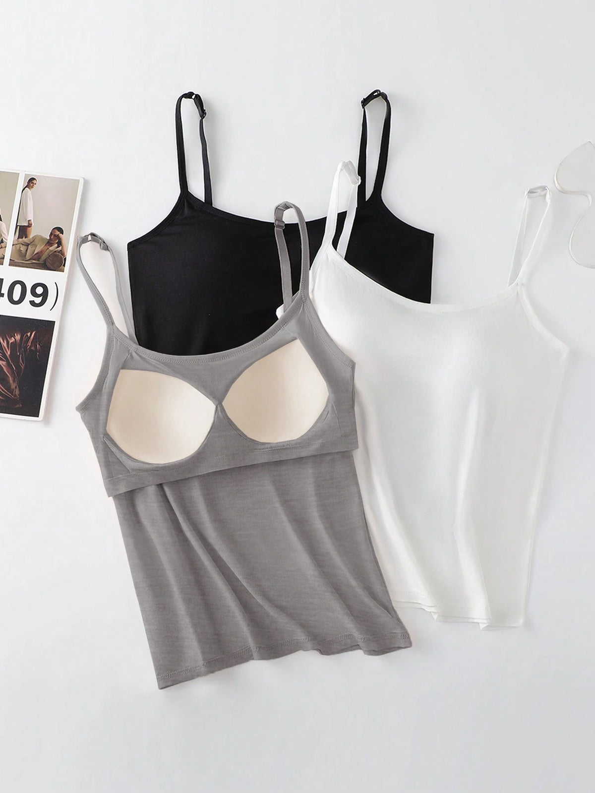 Qadelle Women's Summer Solid Color Padded Casual Cami Top