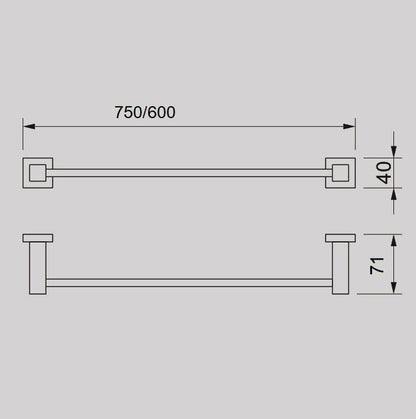 QUBI Black single towel rail in Matte Black Accessories ECT