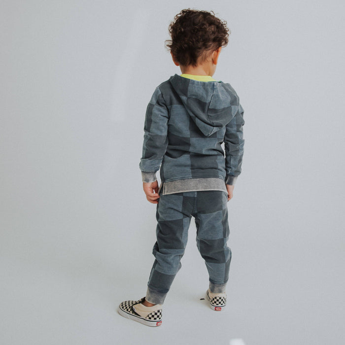 RAGS - Relaxed Fit Joggers - Blue Denim Check
