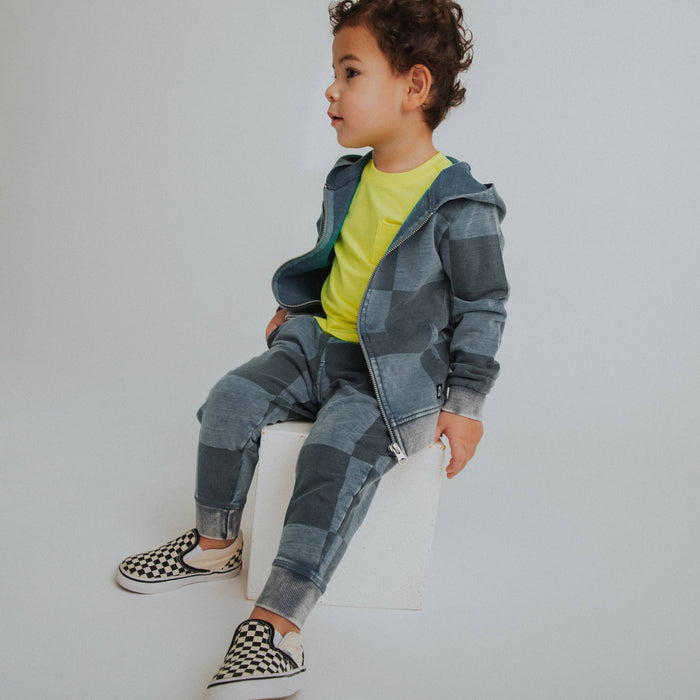 RAGS - Relaxed Fit Joggers - Blue Denim Check