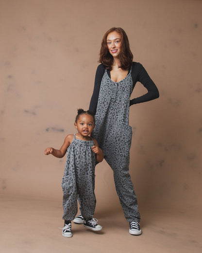 RAGS - Women's Tank Romper - Charcoal Leopard