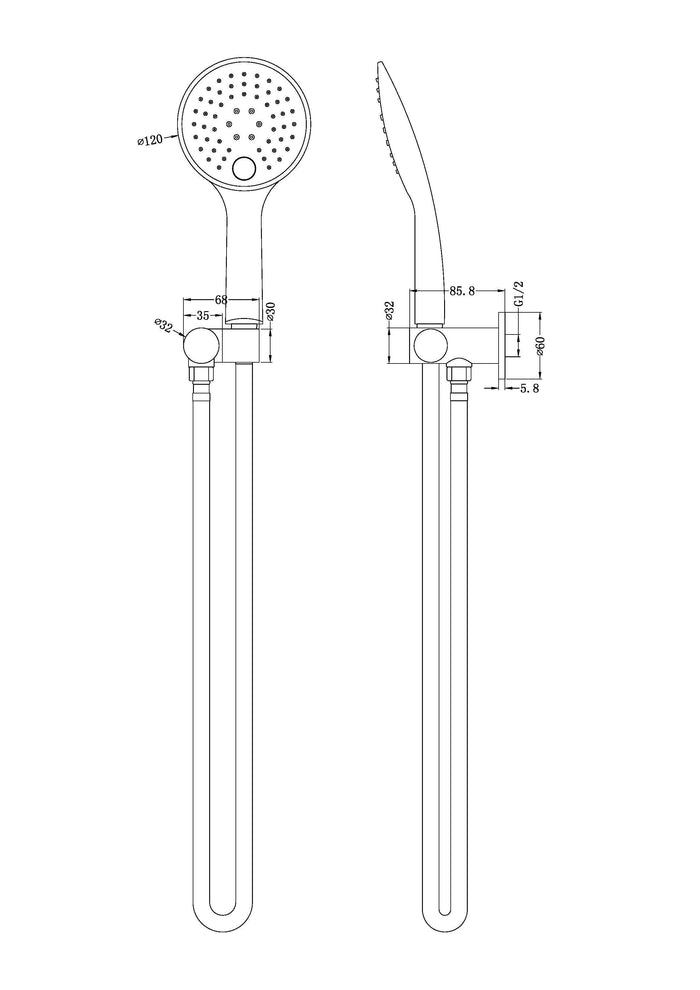 Rain 3 Function Rail Shower Bracket Chrome YSW305-CH Showers Nero
