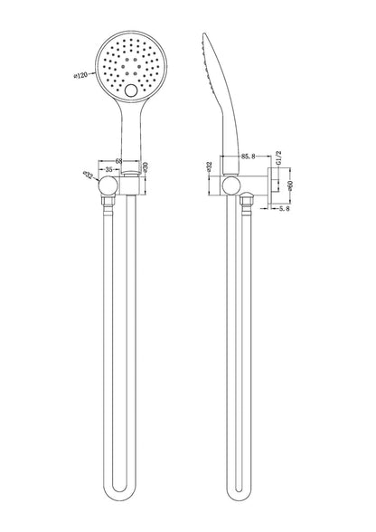Rain 3 Function Rail Shower Bracket Chrome YSW305-CH Showers Nero