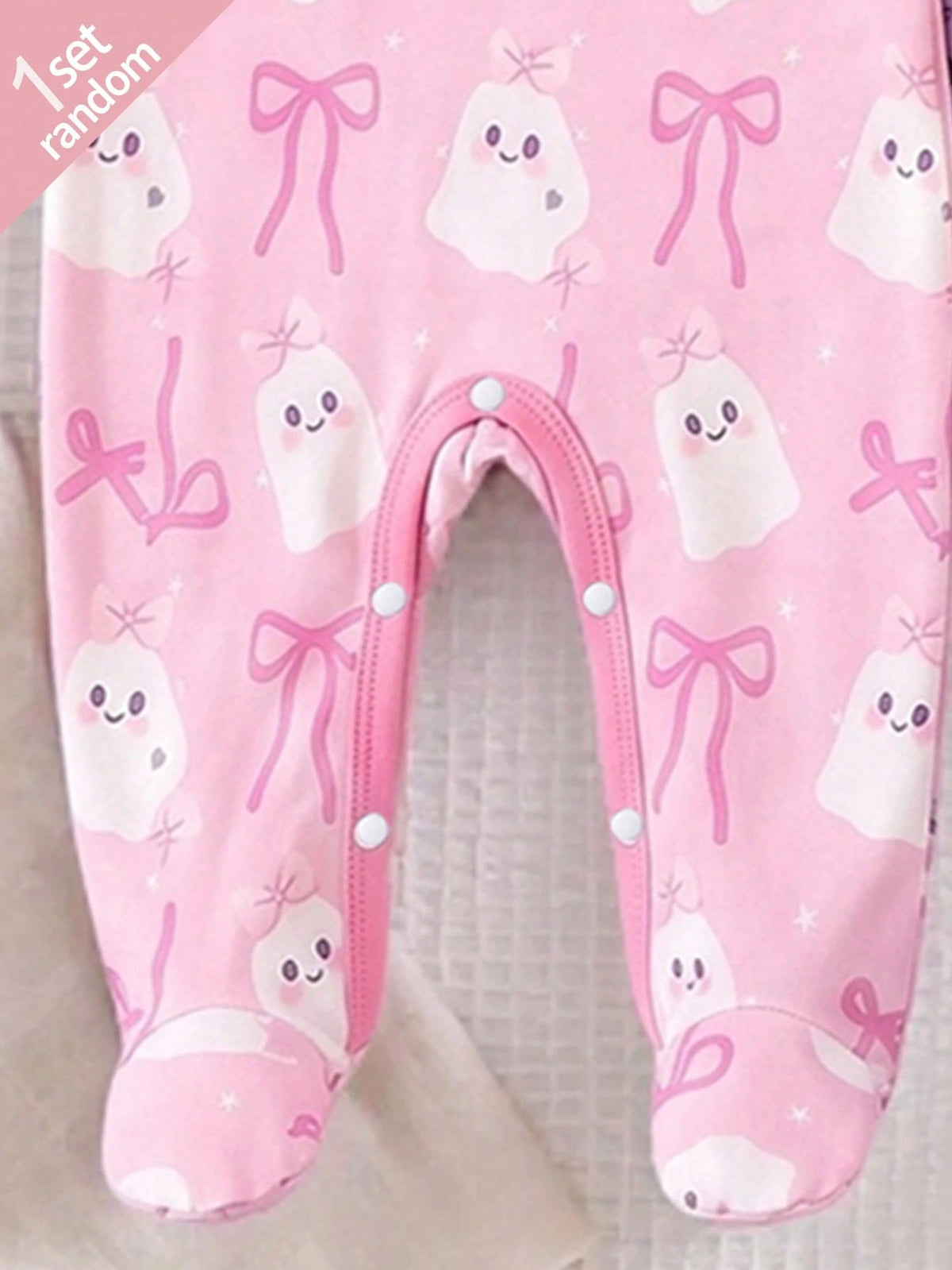 [Randomly Ships 1 Of 5]Spring/Autumn Newborn Halloween One-Piece Pajamas, Cute Ghost Bow Pumpkin Print Halloween Cartoon Ghost Pumpkin Baby Footed Romper