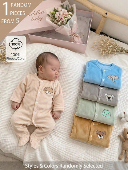 [Randomly Ships 1 Of 5]Spring/Autumn Newborn Halloween One-Piece Pajamas, Cute Ghost Bow Pumpkin Print Halloween Cartoon Ghost Pumpkin Baby Footed Romper