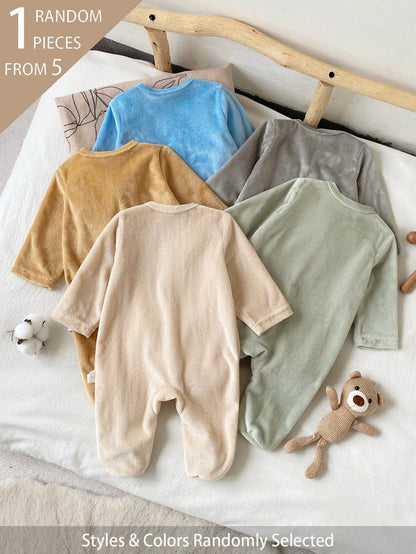 [Randomly Ships 1 Of 5]Spring/Autumn Newborn Halloween One-Piece Pajamas, Cute Ghost Bow Pumpkin Print Halloween Cartoon Ghost Pumpkin Baby Footed Romper