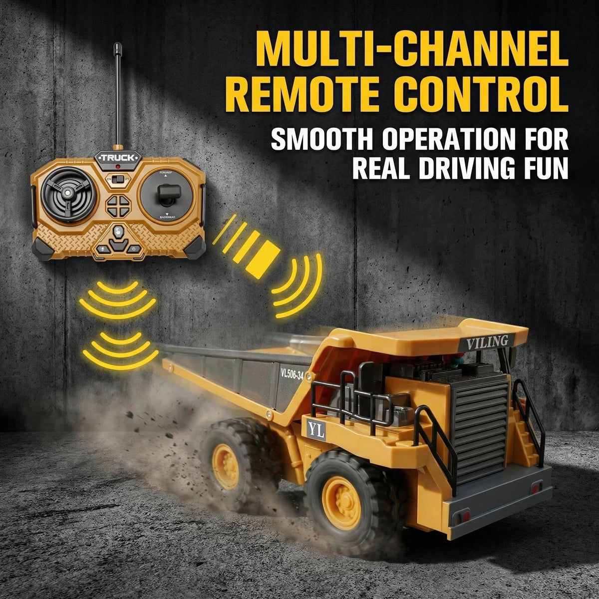 RC Dump Truck Toy For Kids| 9-Channel Metal Construction Vehicle With Working Bed, Lights & Sounds, Rechargeable Remote Control Truck For Boys Ages 8-12, Gift For Birthday 2026