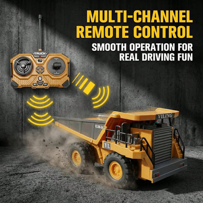 RC Dump Truck Toy For Kids| 9-Channel Metal Construction Vehicle With Working Bed, Lights & Sounds, Rechargeable Remote Control Truck For Boys Ages 8-12, Gift For Birthday 2026
