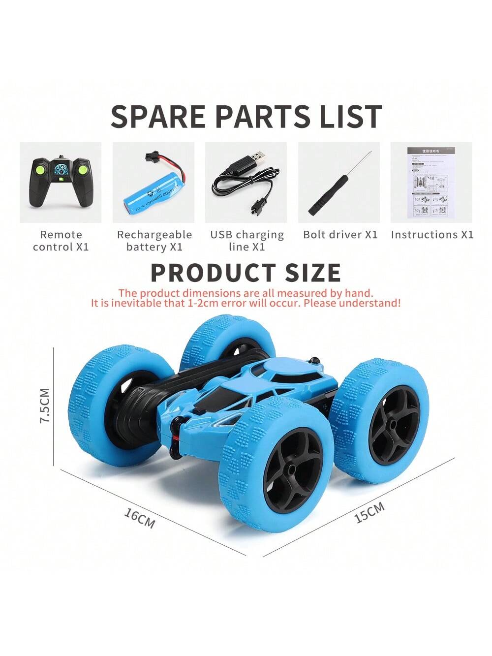RC Stunt Cars Remote Control Cars Double Sided Driving 360 Degree Flip Spinning Car Toys For Boys And Girls As Christmas Thanksgiving Halloween Gift,Kids Water Bottle Blue,Truck Rc,Rc Truck Toy