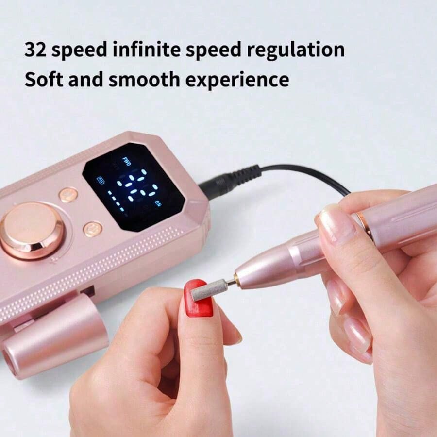 Rechargeable Electric Nail Enhancement Drill, Professional Portable Acrylic Gel Nail Grinder, Equipped With 11 # Grinding Head And 20 Abrasive Belts, Wireless High-Speed Nail Salon Household Tools, Su