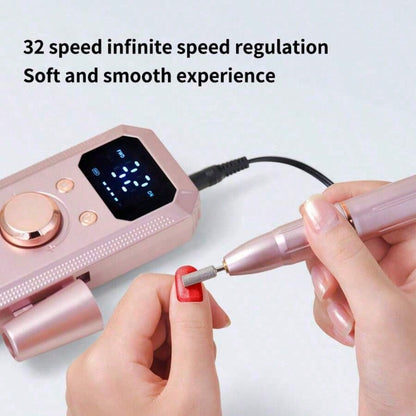 Rechargeable Electric Nail Enhancement Drill, Professional Portable Acrylic Gel Nail Grinder, Equipped With 11 # Grinding Head And 20 Abrasive Belts, Wireless High-Speed Nail Salon Household Tools, Su