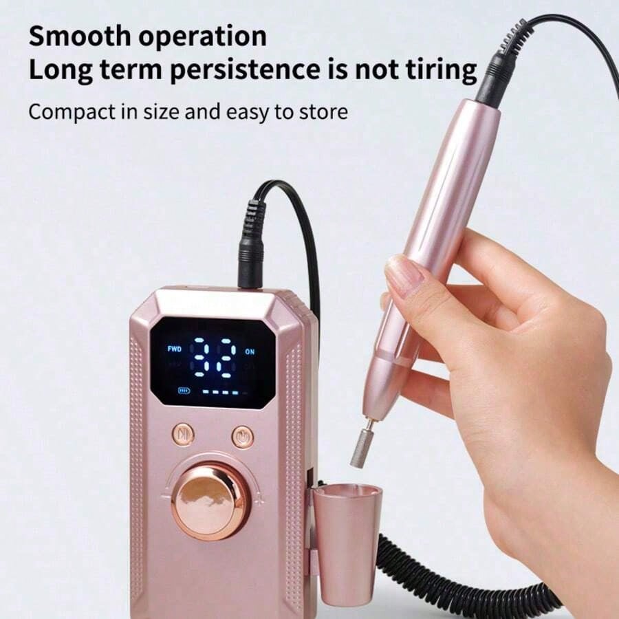 Rechargeable Electric Nail Enhancement Drill, Professional Portable Acrylic Gel Nail Grinder, Equipped With 11 # Grinding Head And 20 Abrasive Belts, Wireless High-Speed Nail Salon Household Tools, Su
