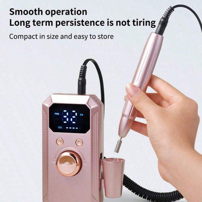 Rechargeable Electric Nail Enhancement Drill, Professional Portable Acrylic Gel Nail Grinder, Equipped With 11 # Grinding Head And 20 Abrasive Belts, Wireless High-Speed Nail Salon Household Tools, Su