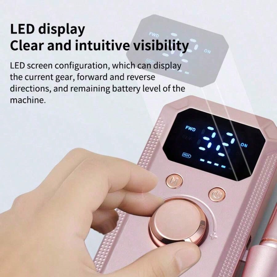 Rechargeable Electric Nail Enhancement Drill, Professional Portable Acrylic Gel Nail Grinder, Equipped With 11 # Grinding Head And 20 Abrasive Belts, Wireless High-Speed Nail Salon Household Tools, Su
