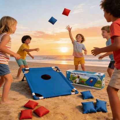 Red And Blue Portable Cornhole Game Set, Including 2 Game Boards + 12/16 Bean Bags + Gift Box. Multi-Packs Include Suction Cups. Ideal For Outdoor Activities, Beach Play, Family Trips, And Throwing Ga