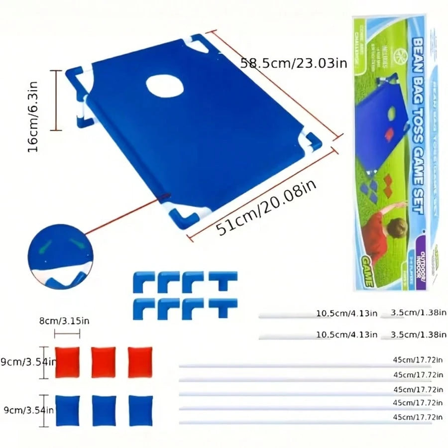Red And Blue Portable Cornhole Game Set, Including 2 Game Boards + 12/16 Bean Bags + Gift Box. Multi-Packs Include Suction Cups. Ideal For Outdoor Activities, Beach Play, Family Trips, And Throwing Ga
