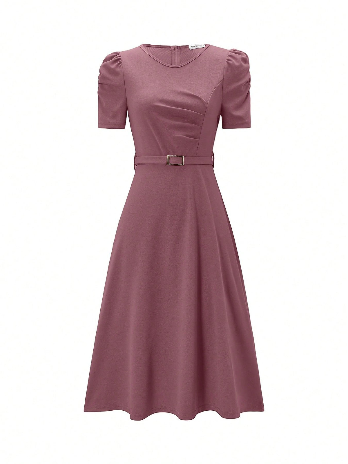 Red Elegant Belted Short Sleeve Midi Dress For Women Casual A Line Flare Skirt Spring Summer Daily Going Out Outfit MidiDress,ALineDress,SummerDress