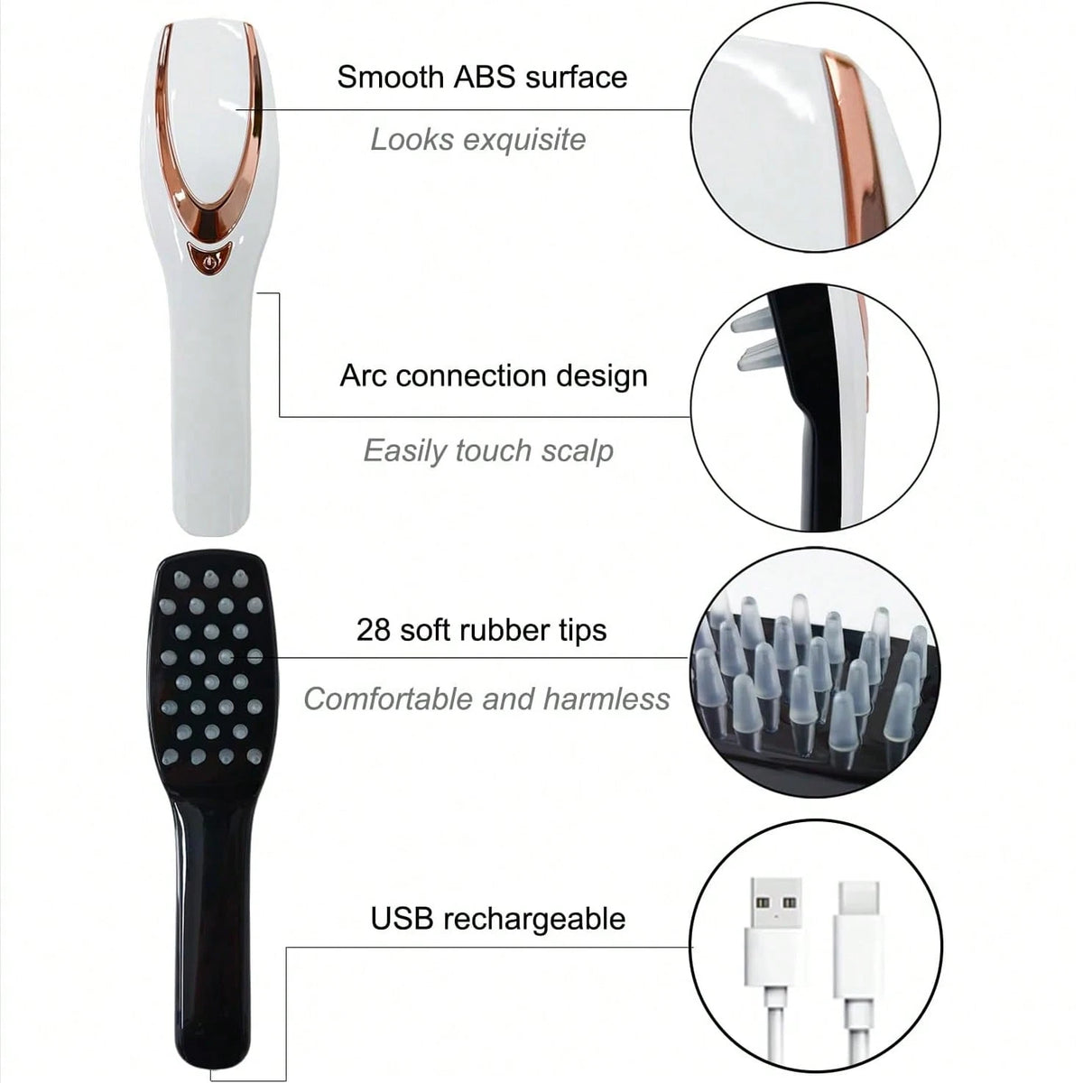 Red Light Hair Brush, Scalp Massager Brush, Red Light Comb Devices Hair Scalp Massage, Hair Massage Brush, Portable Hair Massage Comb With Soft Rubber Men And Women
