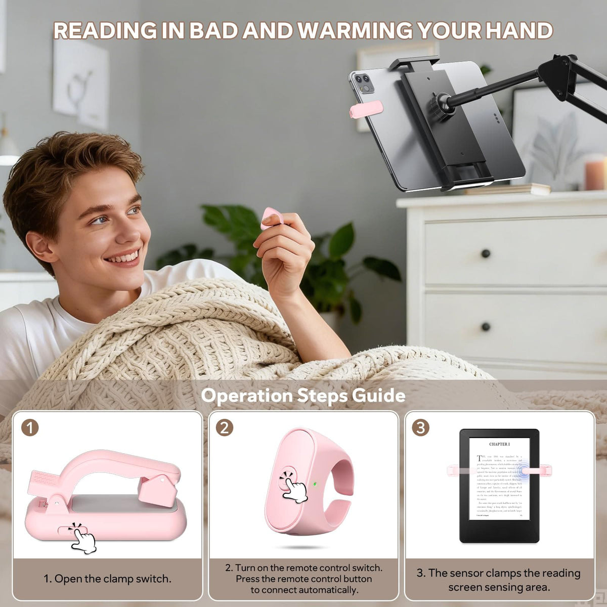Remote Page Turner Ring For Kindle Paperwhite/Scribe/Oasis, Wireless RF Remote Clicker, Compatible With IPhone, Android Tablets, E-Readers, Camera Shutter And Video Trigger