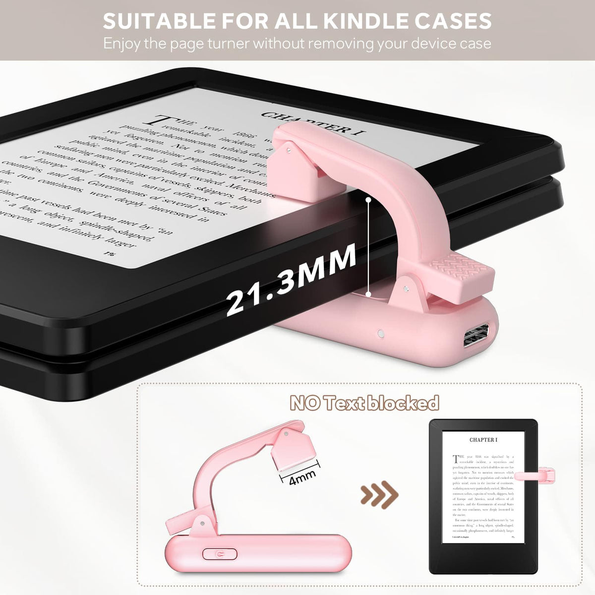 Remote Page Turner Ring For Kindle Paperwhite/Scribe/Oasis, Wireless RF Remote Clicker, Compatible With IPhone, Android Tablets, E-Readers, Camera Shutter And Video Trigger