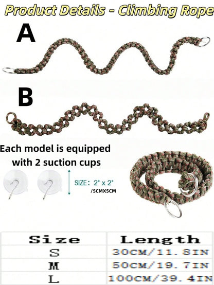 Reptiles Can Climb Vines And Artificial Plants. The Climbing Rope Is Made Of Hand-Woven Parachute Rope And Is Suitable For Lizards, Snakes, Turtles, Frogs And Hermit Crabs. It Can Be Used For Creating