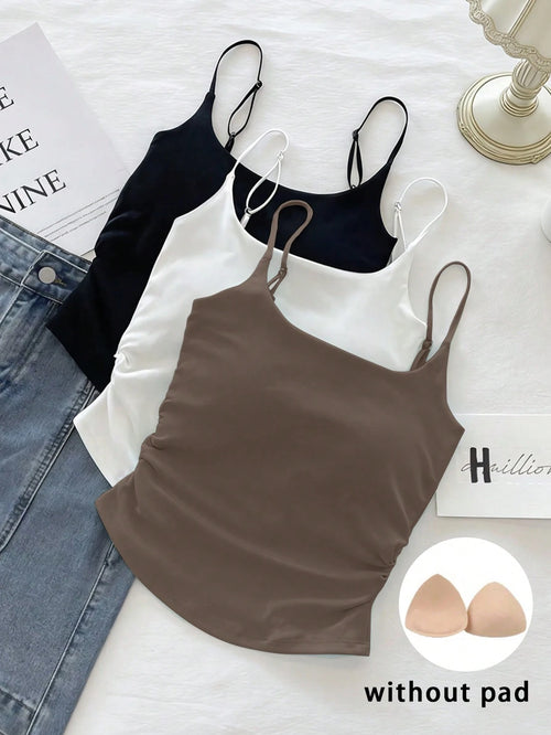 Resyla 3pcs/Set Summer Casual Solid Color Camisole