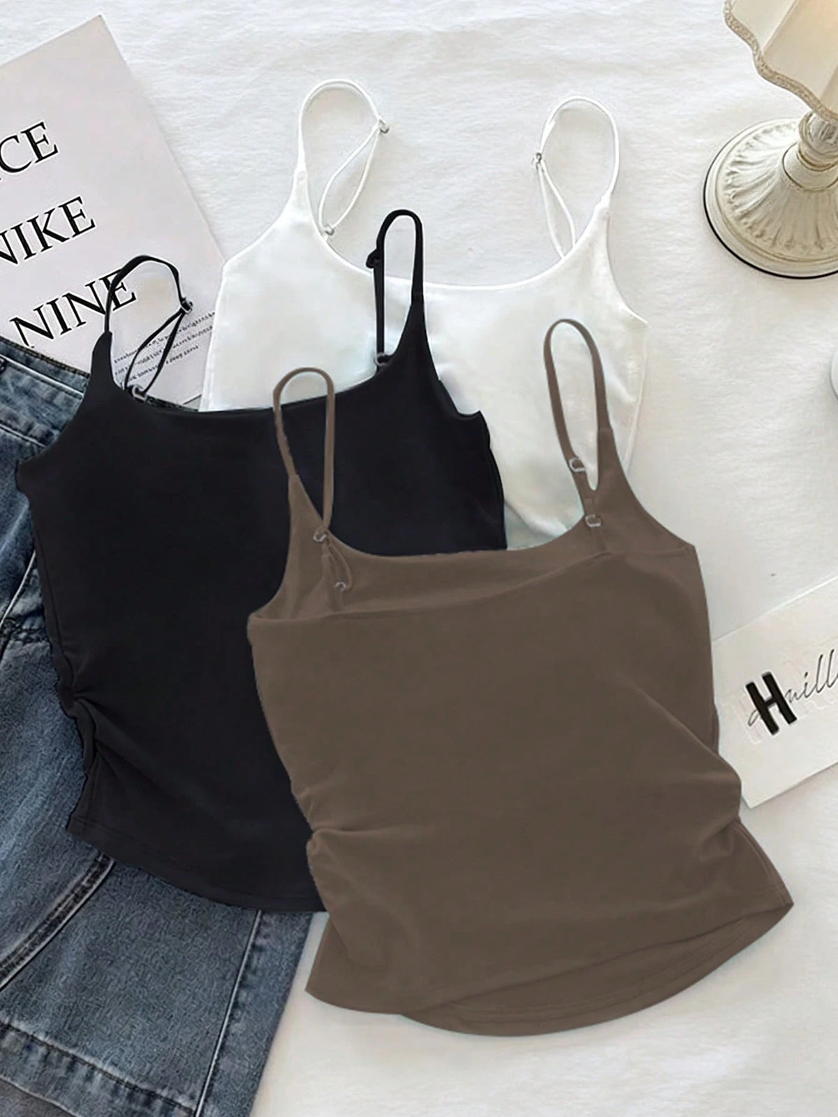 Resyla 3pcs/Set Summer Casual Solid Color Camisole