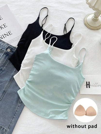 Resyla 3pcs/Set Summer Casual Solid Color Camisole