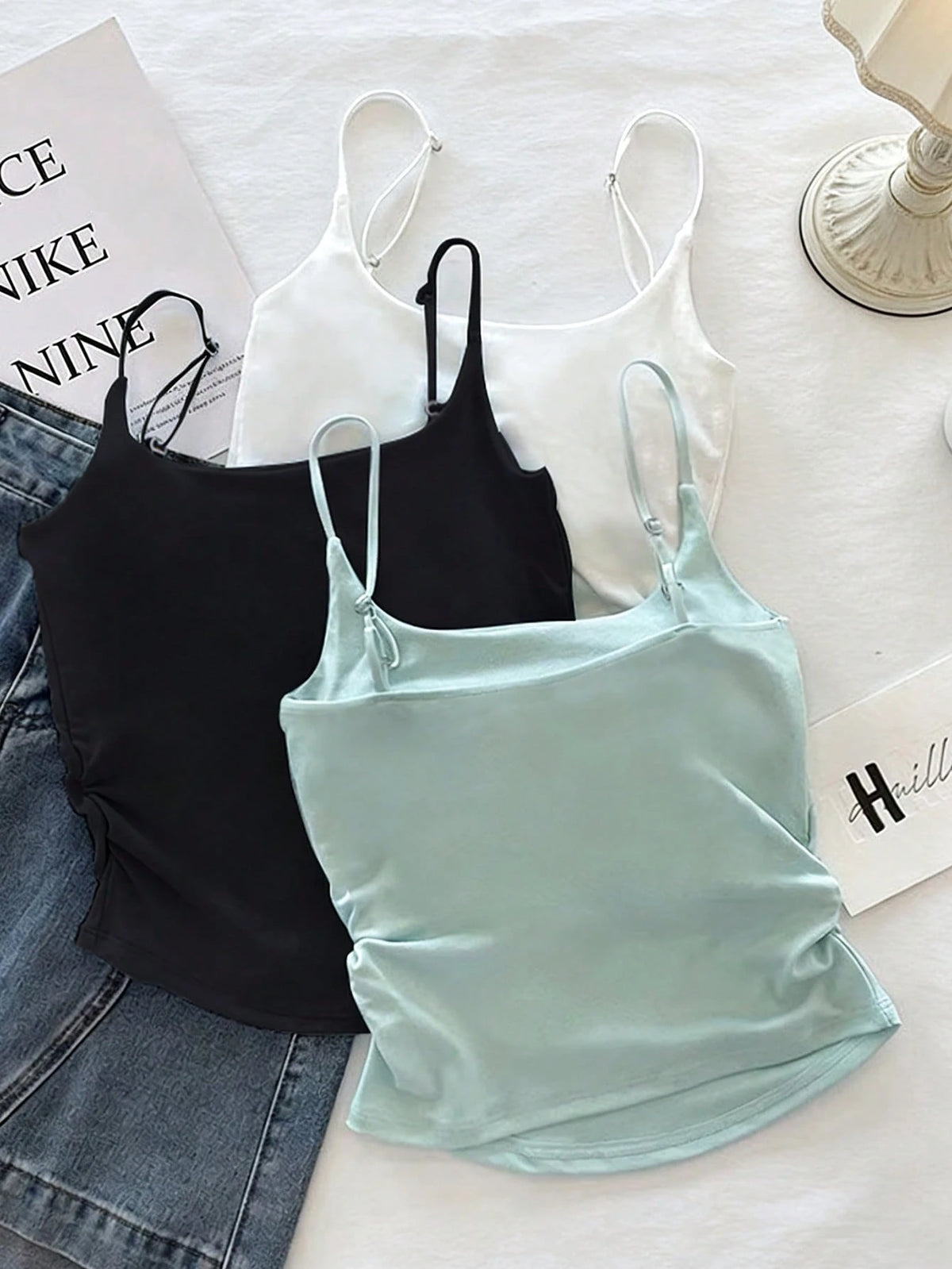 Resyla 3pcs/Set Summer Casual Solid Color Camisole