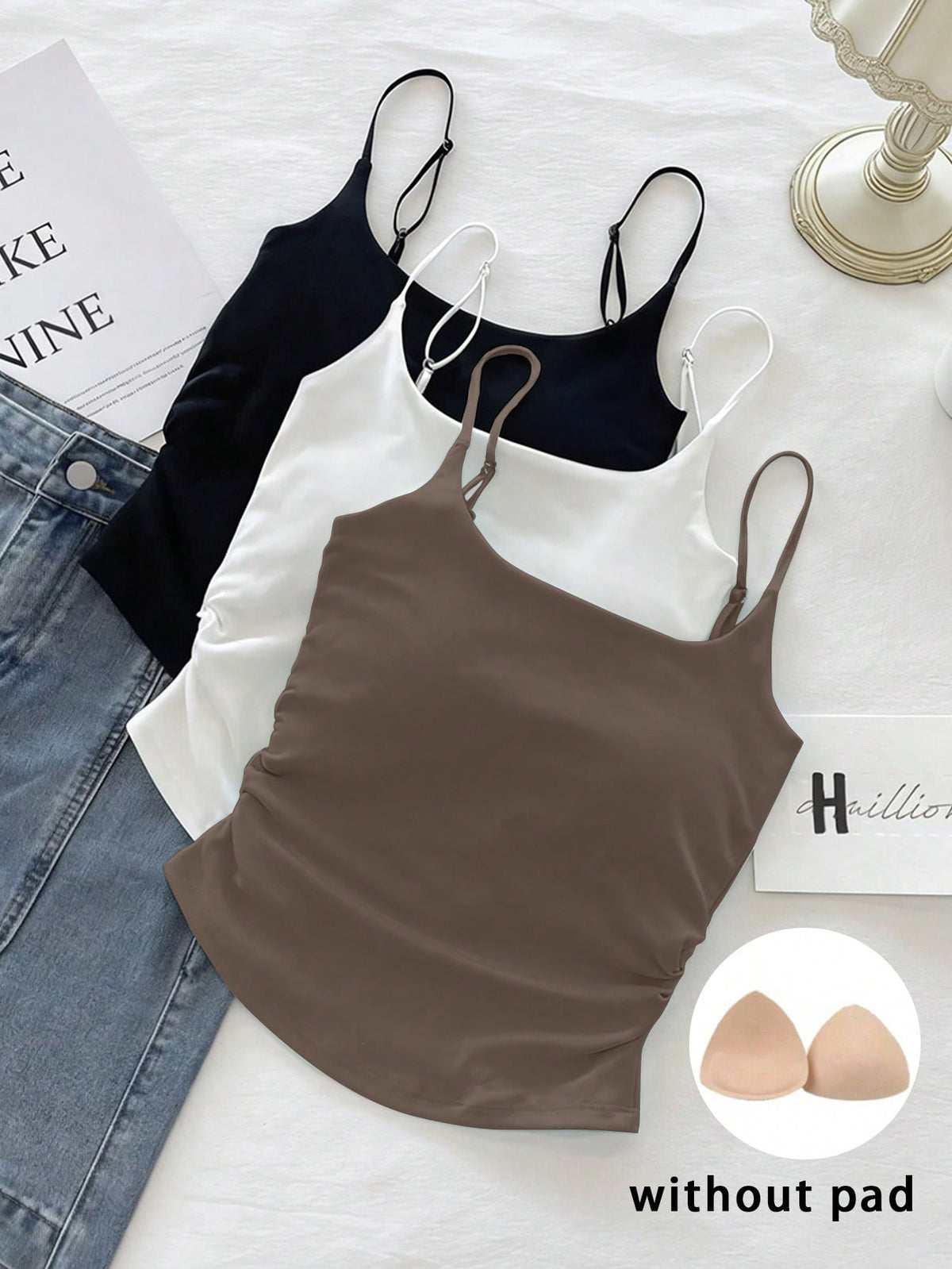 Resyla 3pcs/Set Summer Casual Solid Color Camisole