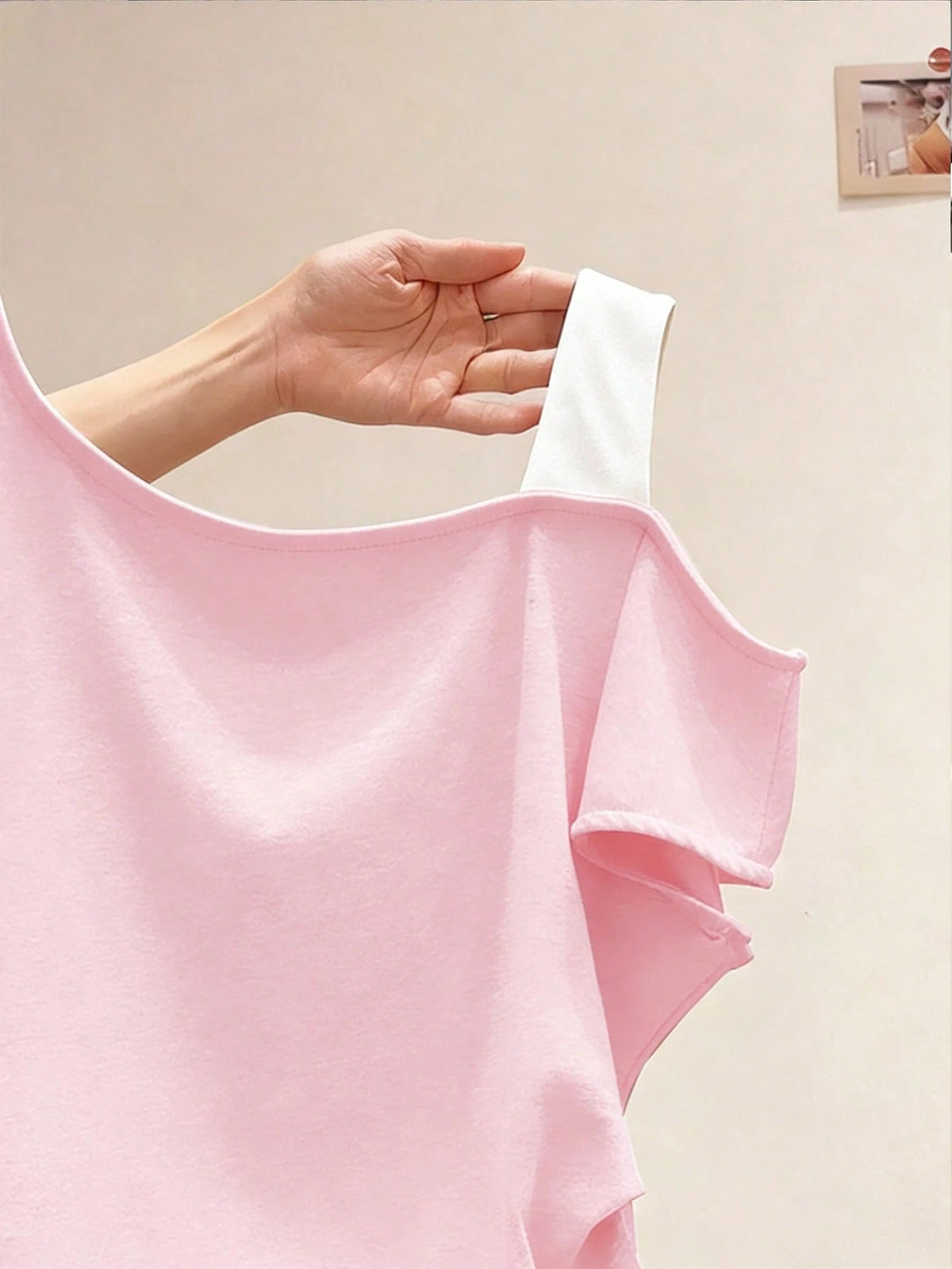 Resyla Women's Asymmetric Shoulder 2 In 1 Short Sleeve T-Shirt, Summer