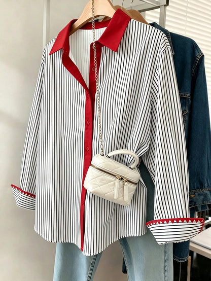 Resyla Women's Casual Commuter Striped Shirt
