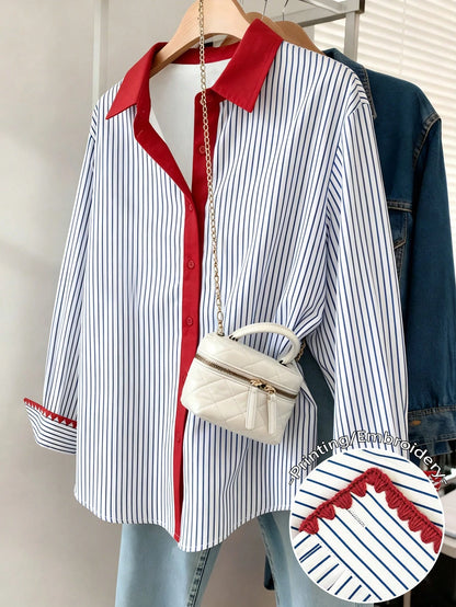 Resyla Women's Casual Commuter Striped Shirt