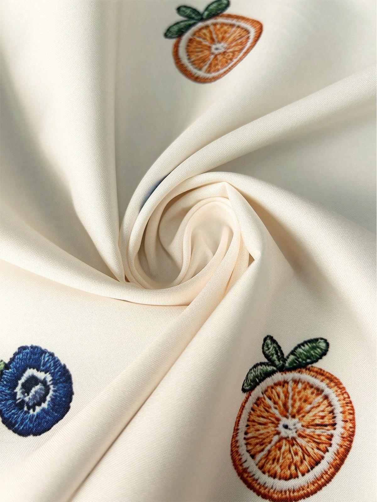 Resyla Women's Fruit Embroidery Short Sleeve Button-Down Casual Shirt