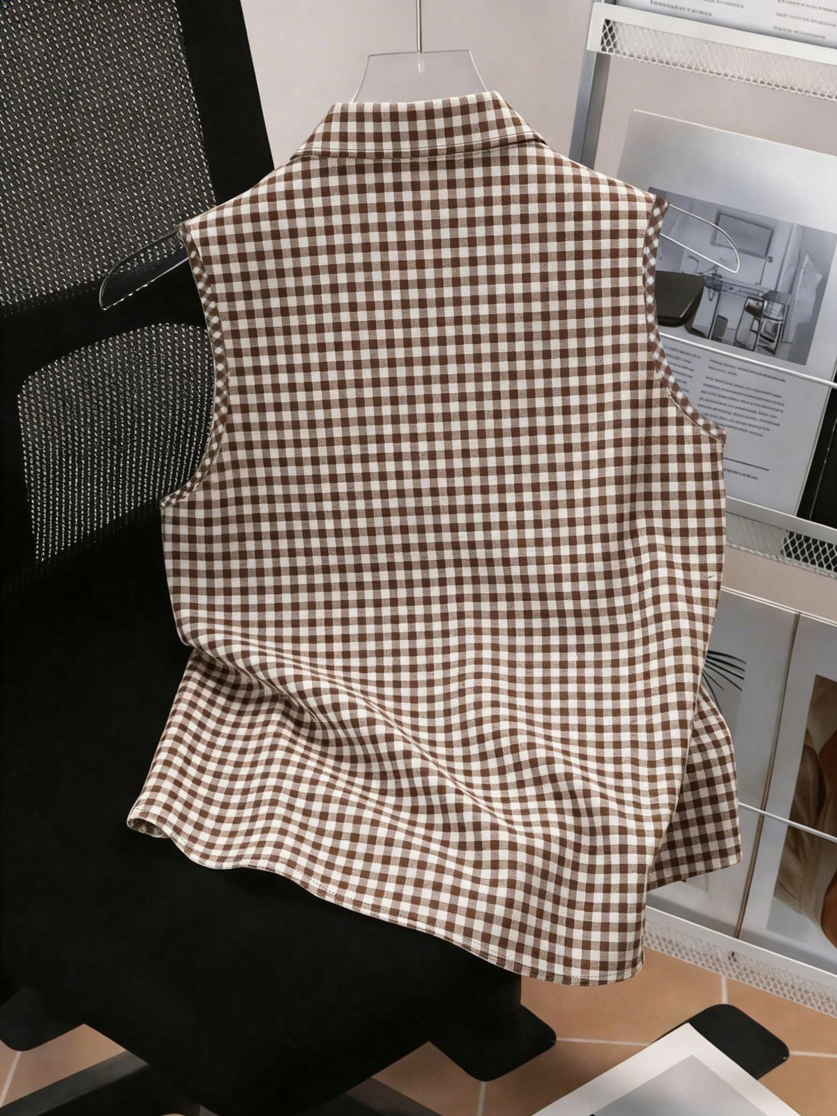 Resyla Women's Sleeveless Shirt, Classic Plaid Print Pattern, Summer Casual Blouse, Elegant Design, Versatile For Daily, Outdoor, Shopping, Travel